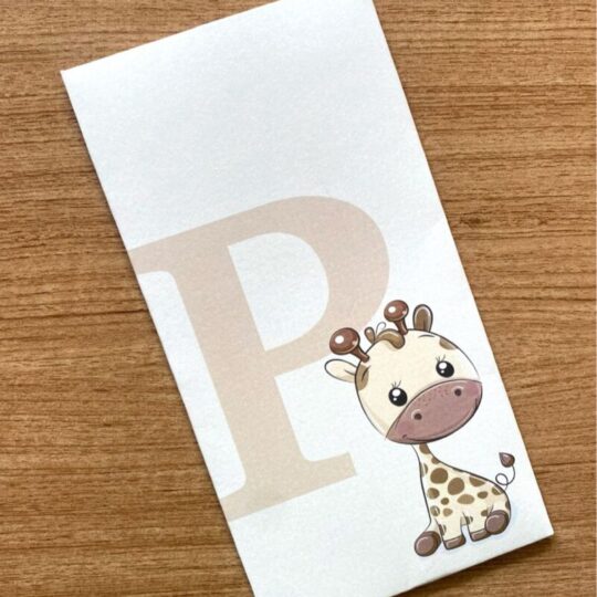 Pastels & Initials Beige Giraffe Kids Cash Envelopes