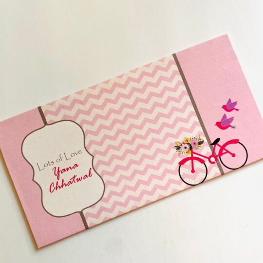 Pink Bicycle & Chevron Kids Cash Envelopes