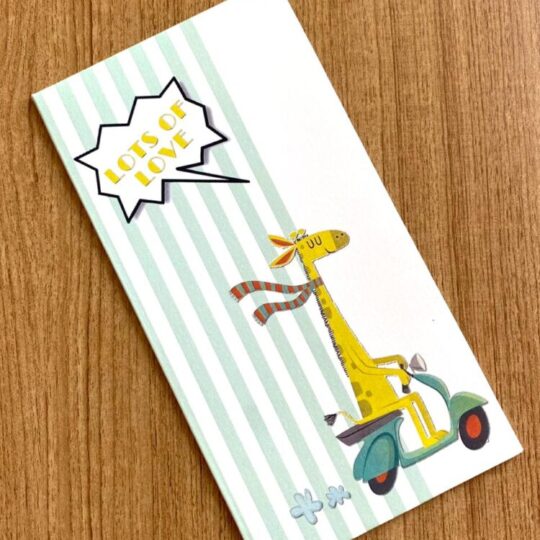 Giraffe on Scooty Kids Cash Envelopes