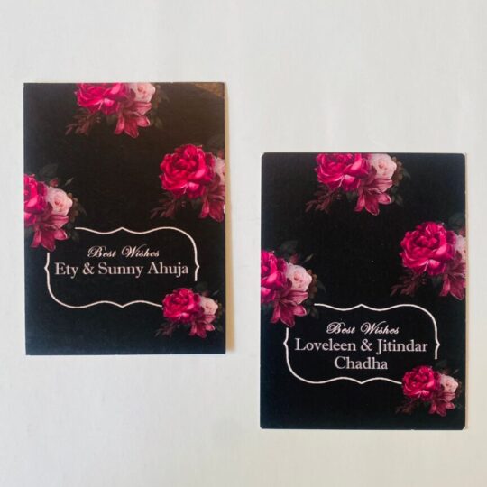 Black And Pink Roses Flat Gift Cards