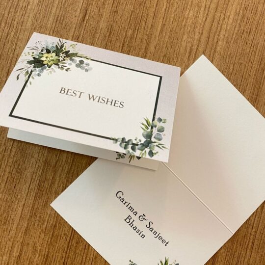 Grey and White Folding Gift Cards With Green Ferns